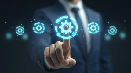 Fototapeta premium Rapid digital growth and technology integration in HR development help the business hit its next achievement.
