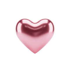 Obraz premium A perfectly symmetrical, high-gloss pink heart with a smooth, reflective surface, on a transparent background with soft ambient light, pure modern affection
