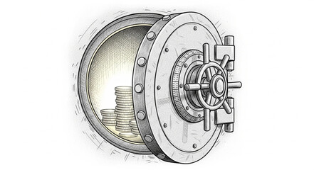 Open Vault Door Revealing Stored Wealth Inside. © pramona