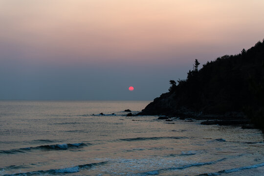 Minimalist sunrise over the East Sea horizon in Yangyang South Korea