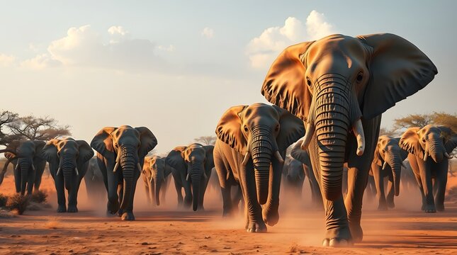 African elephant walking in savanna wildlife landscape