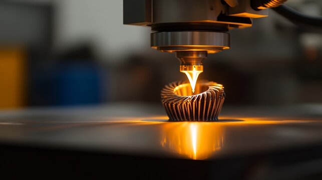 Laser cutting technology in action precision manufacturing process industrial workshop photography close-up view innovation demonstration