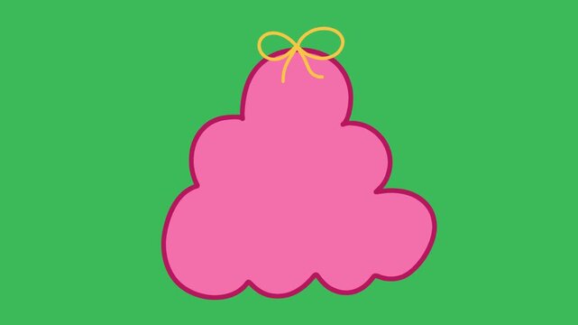 Hand-Drawn Pink Cloud Speech Bubble 2D Animation | Cute Puffy Text Box Overlay on Green Screen