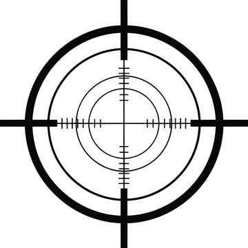Black and white sniper crosshair reticle target illustration.
