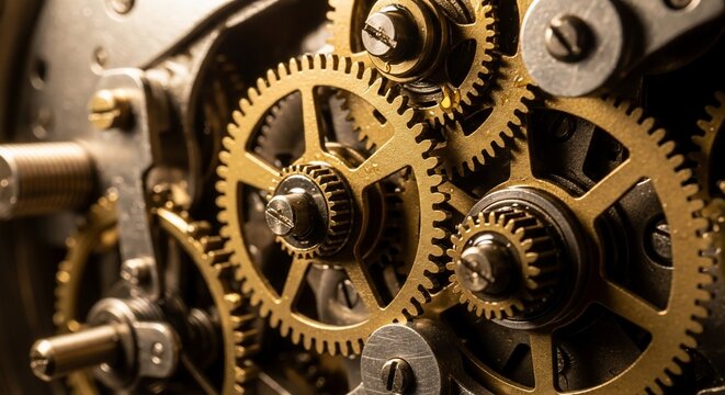 Mechanical gears close up