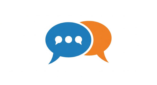Two speech bubbles overlapping communication concept.
