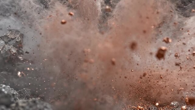 Explosive Impact on Rocks Leading to Dust Cloud Formation