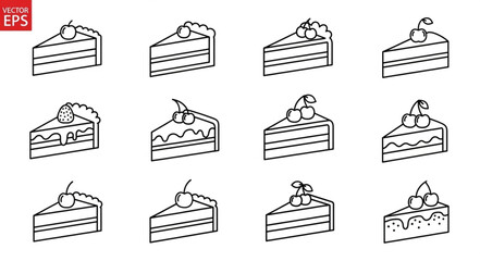 Collection of Delicious Cake Slices with Cherries and Berries. © Ratu