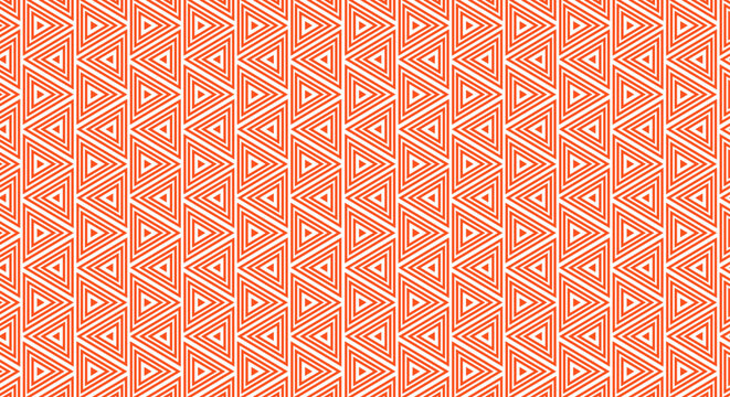 Seamless Geometric Pattern with Orange Coral Nested Triangle Motifs on White Background