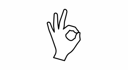 Fototapeta premium Minimal line drawing of an OK hand gesture forming a circle with thumb and index finger against a white background