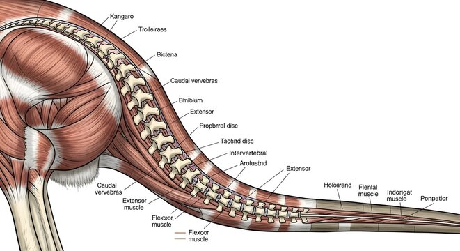 Kangaroo Tail Anatomy Cross Section Illustration Extensor Muscle View Medical