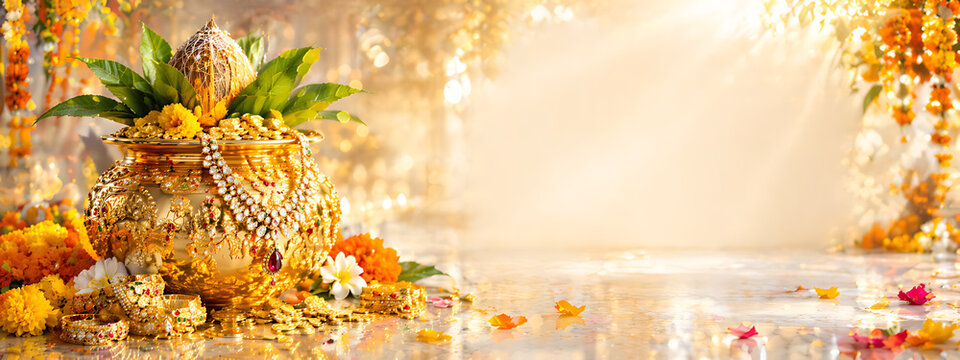 Luxury Indian Gold Jewellery Display with Diya Lights for Akshay Tritiya, Diwali Deepavali, Dhanteras, Navratri, Laxmi Poojan, Gudi Padwa, Ugadi, Karva Chauth, Pongal Makar Sankranti, Bridal Jewellery