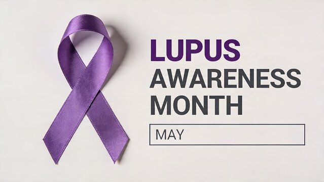A purple ribbon symbolizes lupus awareness month, promoting understanding and support for those living with this autoimmune disease during may.
