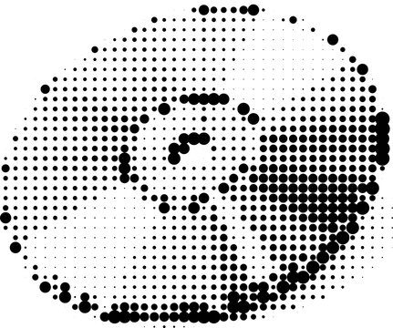 Halftone vector transparent png grunge record design with retro futurism dots