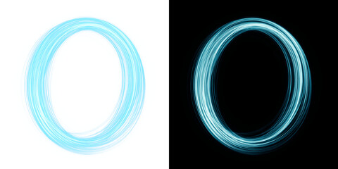 Blue png neon circular light ring with and glow futuristic energy halo with smooth motion blur perfect for sci-fi interfaces hud elements direction and universal background overlays on transparent © Oleg