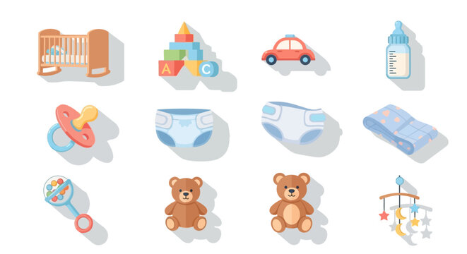 Baby toys and nursery items collection.