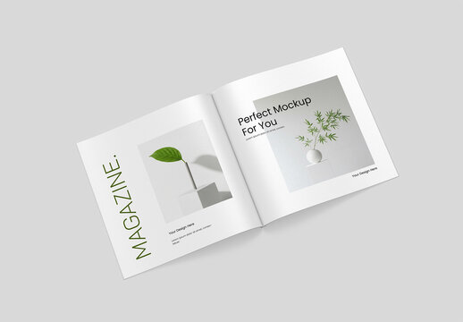 Top VIew Square Magazine Mockup Template