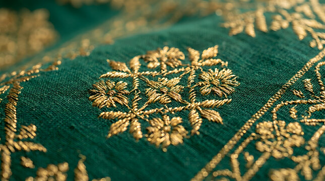 Intricate Jamdani Hand-Woven Fabric - Traditional Textile Detail