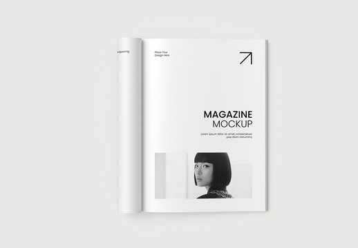 Open Rolled Magazine Mockup