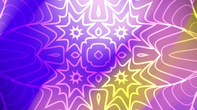 Symmetrical abstract kaleidoscope overlay design with star shapes in bright colors. Great for backgrounds, posters, invitations, and digital art projects.