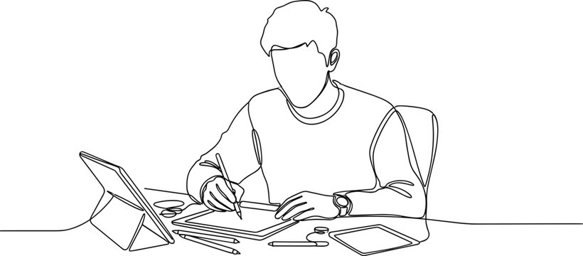 Man sitting at desk with laptop 3.