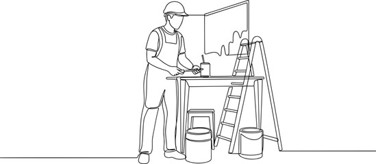 Fototapeta premium Man wearing overalls and hard hat.