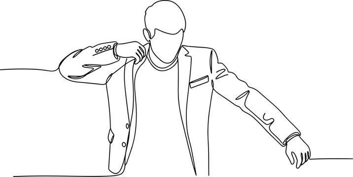 Man wearing a jacket leaning forward.