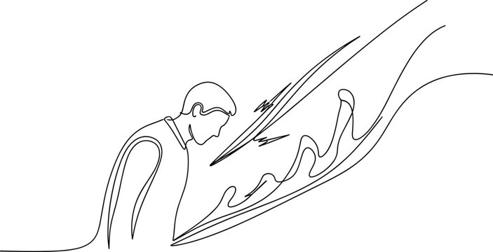 Person surfing on a wave board.