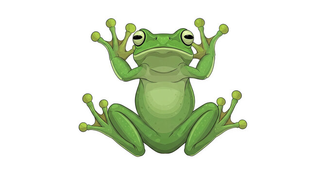 Green Frog Sitting Upright Calmly.