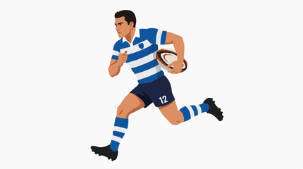 Obraz premium A vector illustration of a rugby player running with the ball in a dynamic pose
