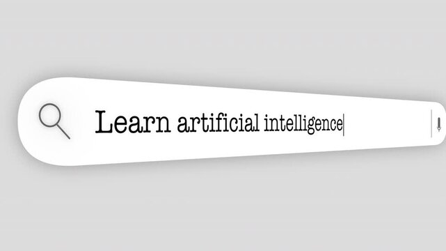 Search Bar Internet browser Animation with typing of the "learn artificial intelligence" word usefull for 4K video footage