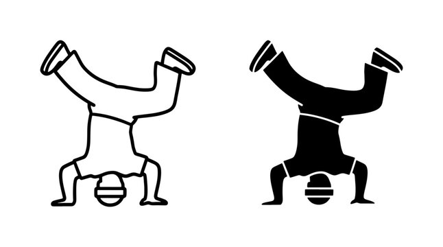 Breakdancer Silhouette and Outline Icon Set
