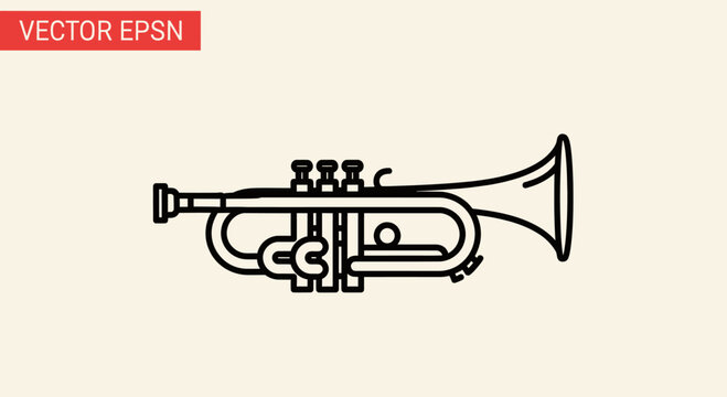 Simplified outline of a brass wind instrument with valves