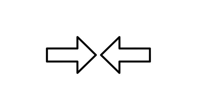 Two opposing arrows pointing towards each other on a white background