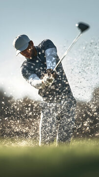 golfer golf swing sand bunker club sport athlete