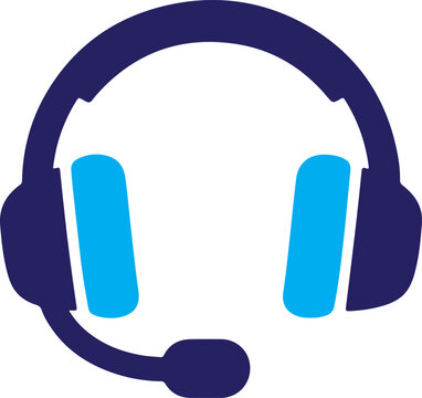 Music headphones silhouette icon representing audio listening, support service and sound symbol.