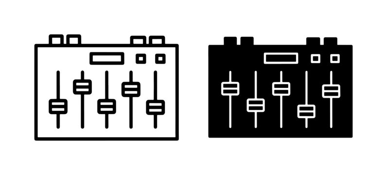 Audio Mixer Console Line and Glyph Icon Set
