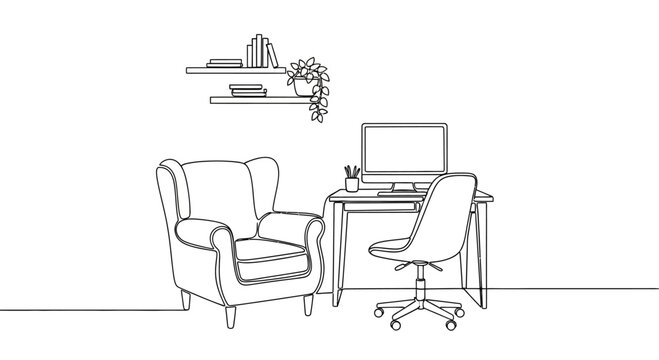 Office Workspace with Chair and Desk.