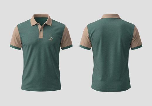 Polo T-Shirt Design Template with Luxury Dark Green Pattern