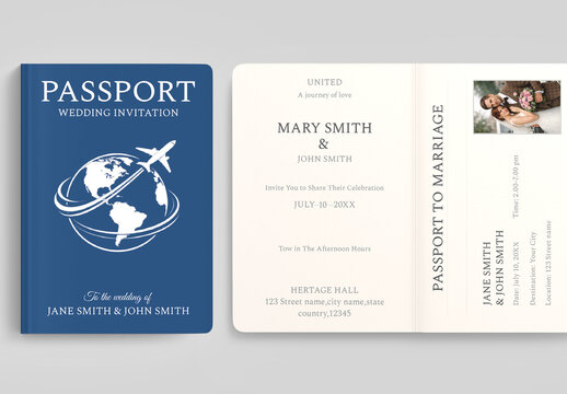 Wedding Passport Invite Card