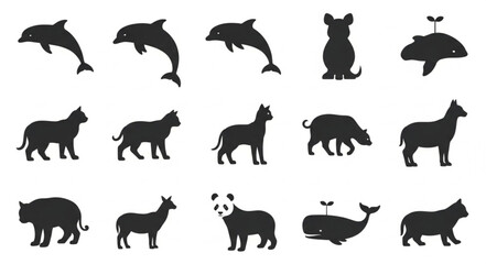 Naklejka premium Collection of Animal Silhouettes Vector Art.