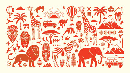 Vibrant african safari adventure with wildlife and cultural elements © Sadman Art