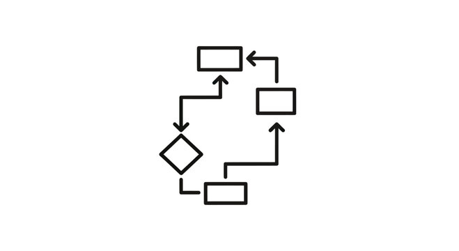 A simple flowchart with three rectangles and one diamond shape