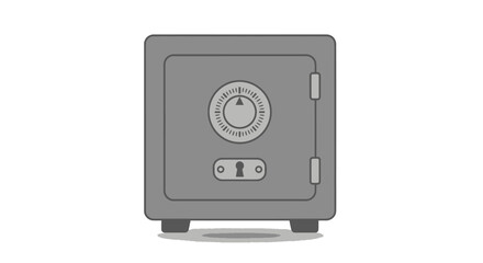 Fototapeta premium A closed gray safe with a circular combination lock and a keyhole