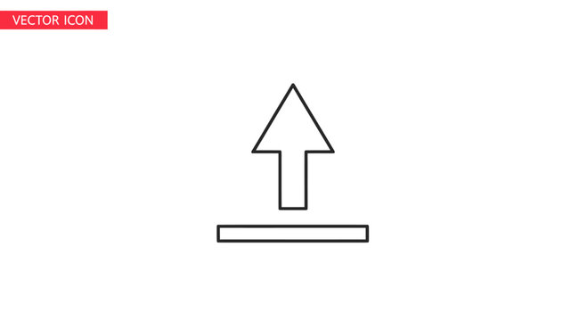 Simple black outline of an upward arrow on a horizontal line