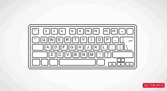 Black and white line drawing of a QWERTY keyboard with function keys
