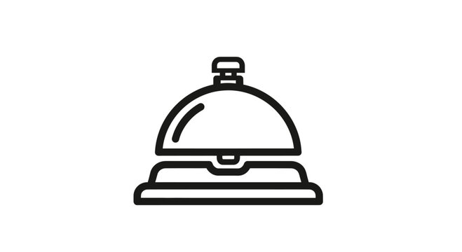 A black and white simple line icon of a service bell