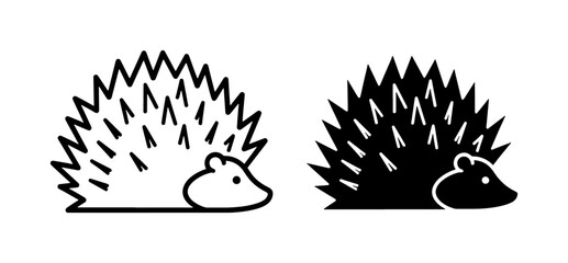 Minimalist Hedgehog Line Art and Silhouette Icon Set © Hasan