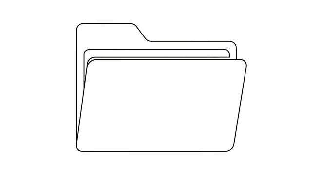 Simple outline of three stacked file folders, front view