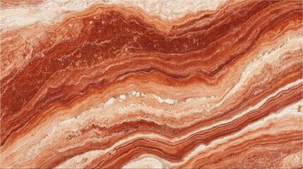 Obraz premium Natural stone background with layered design showcasing rich red, orange, and white waves in a stunning geological pattern